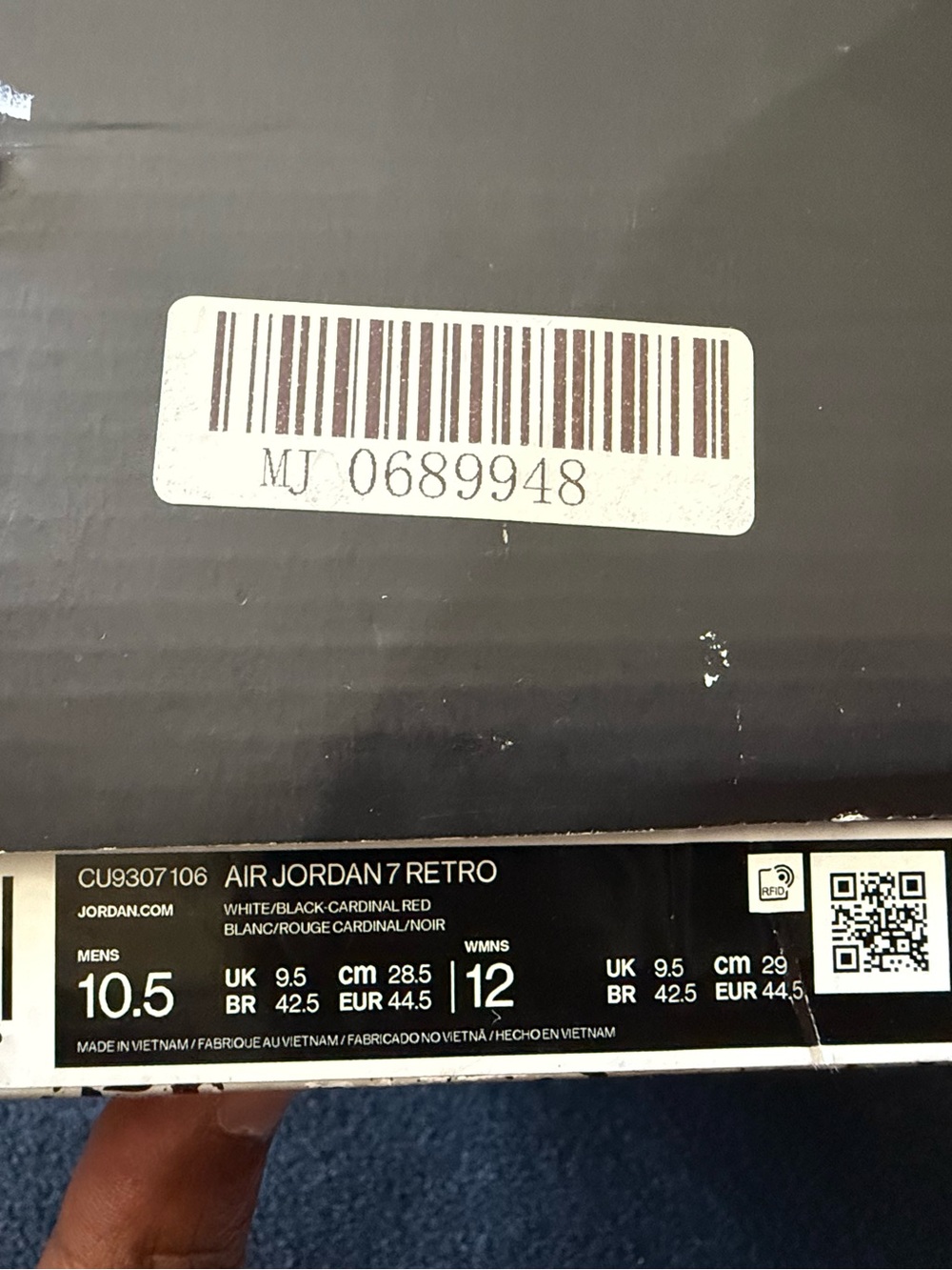 Air Jordan 7 Retro “Cardinal” Sz 10.5